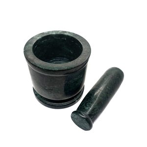 Pilon mortier en marbre vert pour la cuisine | Ensemble robuste pour moudre les épices et les herbes (5 pouces) | Premium Okhli Rolu Rokali - Product Image 4
