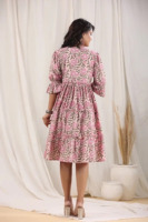 Nouvelle arrivée de robe élégante pour femmes en coton imprimé bloc à la main sur mesure décontracté à la mode Maxi grande taille avec décoration à boutons