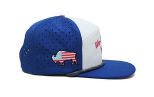 Casquettes de sport unisexes à laser à profil haut conception de logo personnalisé 7 panneaux de chapeaux de sport perforés en plein air brodés en 3D OEM - Product Image 3