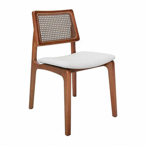 Chaise de salle à manger minimaliste en bois de teck avec dossier en rotin-Mobilier indonésien de qualité supérieure pour espaces contemporains - Product Image 1