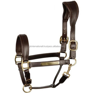 Design personnalisé brun havane Extra confort doux rembourré anatomique cuir licou cheval avec boucle en laiton à double couronne toutes les tailles - Product Image 2