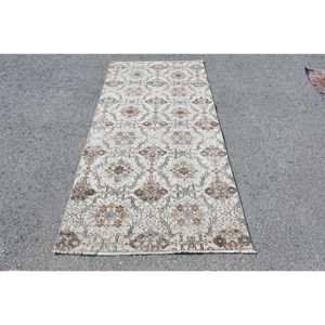 Turkish Vintage Area Rug 3.8x7.9 ft, <b>Brown</b> Persian Rug <b>Wool</b> - Product Image 2
