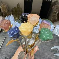 Pas cher Prix En Gros Naturel De Guérison Cristal Rose Fleur Sculptures Artisanat Pour Cadeau