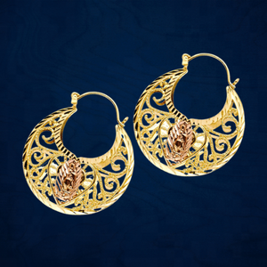 Pendientes cristianos clásicos de dos tonos de alta pulido Madre María, diseño de joyería de moda para mujer, Material de aleación chapado en rodio - Product Image 3