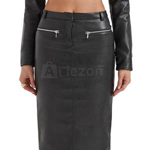 Falda delgada de cuero de longitud completa para mujer Perfecta para oficina Falda delgada para mujer para uso diario En stock - Product Image 6