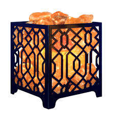 Lámpara cuadrada de sal de roca rosa del Himalaya, diseño de cesta de Metal tallado hecho a mano para decoración del hogar con estilo amoroso - Product Image 2