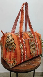 กระเป๋าผ้านวมผ้าฝ้ายลายเสือสีส้มอินเดียกระเป๋าเดินทางลำลองแนวสปอร์ตสำหรับผู้หญิงเป็นมิตรกับสิ่งแวดล้อม - Product Image 5