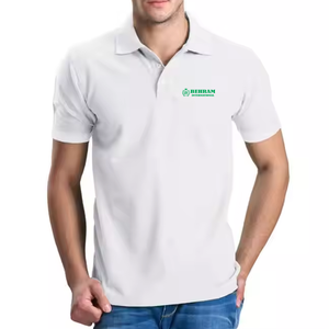 Polo en coton blanc 100 % coton pour homme, motif uni, tissu personnalisé imprimé pour l'été, style décontracté grande taille - Product Image 6