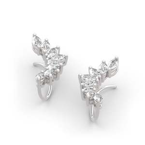 Boucles d'oreilles Jeulia en argent sterling, coupe marquise, motif feuille, pour mariage - Product Image 3
