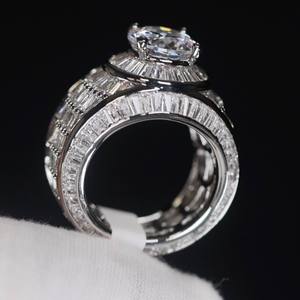 8.00Ct Hip Hop VVS Moissanite White Gold Round & Baguette Cut Pave Setting <b>Ice</b> Anniversary <b>Ring</b> Men's 925 Sterling Silver - Product Image 4