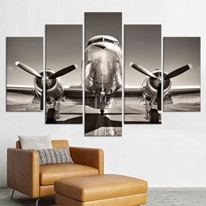Tableaux imprimés sur toile : Décoration abstraite sur le thème de l'aviation, lot de 5 toiles assorties - Product Image 1
