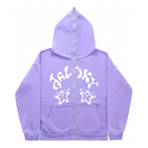 Sweat à capuche zippé intégral pour homme, personnalisé, de haute qualité, brodé, hiver, lourd, 100% coton - Product Image 3