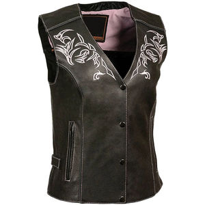 Wholesale <b>Women's</b> Sleeveless Breathable Eco-Friendly Waterproof Leather <b>Vest</b> V-neck Zipper Closure High Quality - Product Image 4