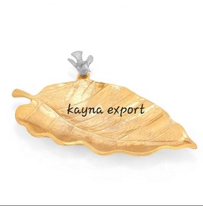 Luxury Fancy New Leaf Design Eco-Friendly Metal Decorative Tray Bowl Gold Plated Finished Home Decoration <b>Tabletop</b> Party Bowl - Product Image 2