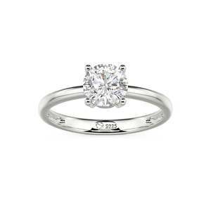 Jeulia Rhodium Plated Sterling <b>Silver</b> Round Cut <b>Solitaire</b> Gemstone <b>Ring</b> - Product Image 3