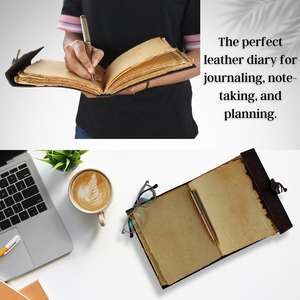 Handcrafted Leather <b>Journal</b> with Twin Dragon Embossing Unlined Sketch & <b>Writing</b> Diary - Product Image 4