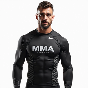Ajuste de compresión personalizado MMA BJJ Rash Guard con diseño impreso personalizado Kimono De Jiu Jitsu de manga corta y completa - Product Image 6