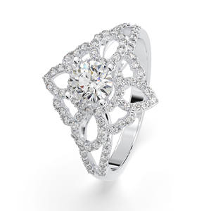 Bague en forme de fleur personnalisée pour femme en argent sterling 925 avec pierre CZ fabriquée au Vietnam - Product Image 1