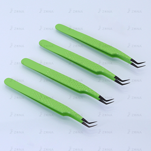 Pinces à cils personnalisées en acier inoxydable à pointe en fibre pour extensions de cils professionnelles – Vente en gros, ensemble 3D 5D 6D - Product Image 5