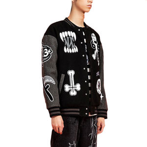 Vintage Letterman Baseball <b>Football</b> Winter Jacket Men Wholesale Streetwear Coats Chenille Embroidery <b>Canvas</b> Waterproof Front - Product Image 3