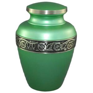 Urnes de crémation adultes en laiton de haute qualité avec bande de gravure urnes funéraires en métal fini de couleur or et bleu pour cendres humaines - Product Image 4