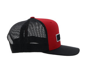 Casquette de camionneur 2 tons de couleur rouge et noire avec logo personnalisé Protection du visage de haute qualité Casquette de sport Hiphop Casquette de camionneur souple - Product Image 2