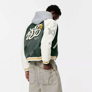 Veste universitaire personnalisée en laine, manches en cuir avec logo brodé | Vente en gros d'usine OEM ODM - Product Image 6