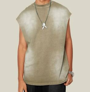 Débardeurs de sport d'été décontractés en coton tricoté sans manches, coupe ample, col rond, logo personnalisé - Product Image 1