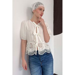 เสื้อปักลายผูกด้านหน้า - [object Object] - Product Image 1