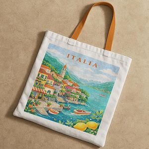 Bolsa de Tela de Algodón con Estampado del País Más Visitado de Italia, Personaliza tu Bolsa con la Emoción de tu País - Product Image 3
