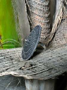 Modern <b>Boho</b> Inspired Oxidised <b>Silver</b> Flower <b>Ring</b> for Women Showcasing Everyday Elegance and Timeless Glamour - Product Image 2