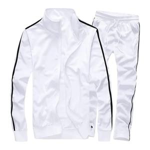 GAF Casual ajustado en blanco chándales de dos piezas para hombres conjunto de chándal personalizado Unisex Vintage entrenamiento Jogging Wear con cremallera - Product Image 3