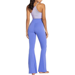 Pantalones de Yoga Acampanados Personalizados para Mujer, Cintura Alta |   Leggings Deportivos Acanalados al por Mayor, Leggings de Gimnasio Acanalados con Bolsillo y Ajuste Elástico - Product Image 5