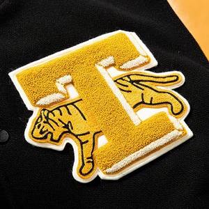 100% Custom Logo <b>Leather</b> <b>Long</b> Sleeve Varsity <b>Jacket</b> with Stand Collar and Front Logo Position Windproof Breathable Winter Coat - Product Image 3