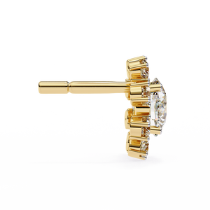 Boucles d'oreilles clous uniques en or 18 carats avec motif floral en diamant de laboratoire, en or jaune, rose ou blanc, pour fiançailles - Product Image 4