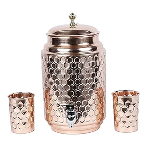 Distributeur de cuivre d'eau de vente chaude 100% cuivre pour la maison et la ferme Ustensiles de cuisine à texture unique à vendre Distributeur d'eau en métal - Product Image 4