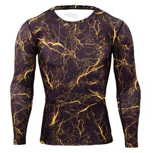Vêtement de sport unisexe à manches longues et col montant, imprimé par sublimation, design personnalisé, coupe ajustée, MMA, polyester/spandex, vente en gros OEM - Product Image 2