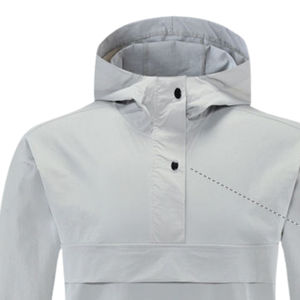 Haute qualité hommes demi-fermeture éclair tissé Plaid Polyester/coton respirant à la mode extérieur à capuche délavé plaine teint hiver - Product Image 6