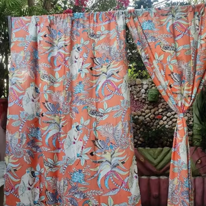 Cortinas personalizadas de lujo para puerta de sala de estar, Material de algodón con estampado de mono naranja, cortinas y cenefas únicas, novedad - Product Image 1