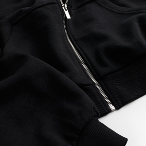 Sudadera con Capucha Extra Grande con Cierre, Chaqueta con Capucha Negra, Color Sólido, Manga Larga, Largo Regular, Sudaderas para Mujer, Diseño Personalizado - Product Image 2