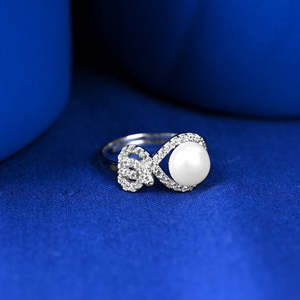 Anillos de Plata de Ley 925 de Primera Calidad para Mujer, Chapados en Rodio con Circonita y Perla para Bodas - Product Image 2