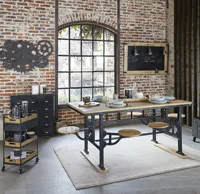 Tabourets de table à manger 8 places en fonte et bois de manguier personnalisables W180 Top for Entry OEM Club & Buanderie 180pcs Packing