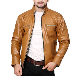 Chaqueta de cuero a prueba de viento de alta calidad para hombre, tela de secado rápido, cuello levantado, recién llegado, ropa de moda para exteriores, Invierno - Product Image 1