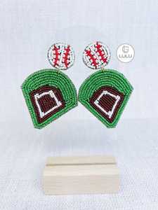 Handcrafted Festive Christmas Tree Beadwork Embroidery Seed Bead Drop <b>Earrings</b> Fashion Accessory for <b>Holidays</b> - Product Image 4