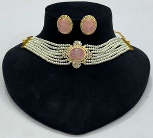 Traditional Unique Monalisa Stone With <b>Pearl</b> Brass Necklace for Ethnic Party Wear for Wedding Engagement and Anniversary - Product Image 5