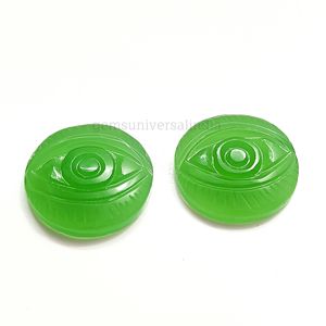 Piedra tallada de Calcedonia verde Natural 'EVIL EYE', abalorios de piedras preciosas sueltas de Calcedonia tallada a mano de alta calidad para la fabricación de joyas - Product Image 3