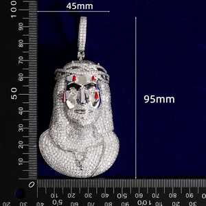 Pendentif Visage de Jésus Grand Format en Zircon Cubique Effet Glaçon, Collier Diamant Glacé, Bijoux Bling Hip Hop pour Rappeurs, Bijoux pour Hommes, Cadeau pour Lui - Product Image 2