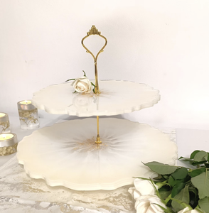 Three Tier <b>Resin</b> Cake Dessert Stand for Serving Metal Tools Round Plate With Epoxy <b>Resin</b> Cake Stand - Product Image 5