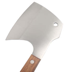 Hache artisanale en acier inoxydable forgé de qualité industrielle avec fourreau en cuir, manche en acier, longueur totale de 400 mm, garantie 1 an - Product Image 5