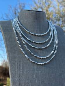 Collar de cuentas de estilo perla Navajo de plata esterlina 8MM regalo de joyería elegante para ella - Product Image 2